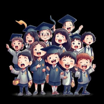 Students celebrating graduation